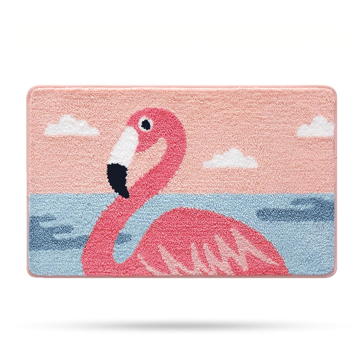 Amazon.com: Molesun Cute Flamingo Bath Rug, Bathroom Mat Non-Slip Soft ...