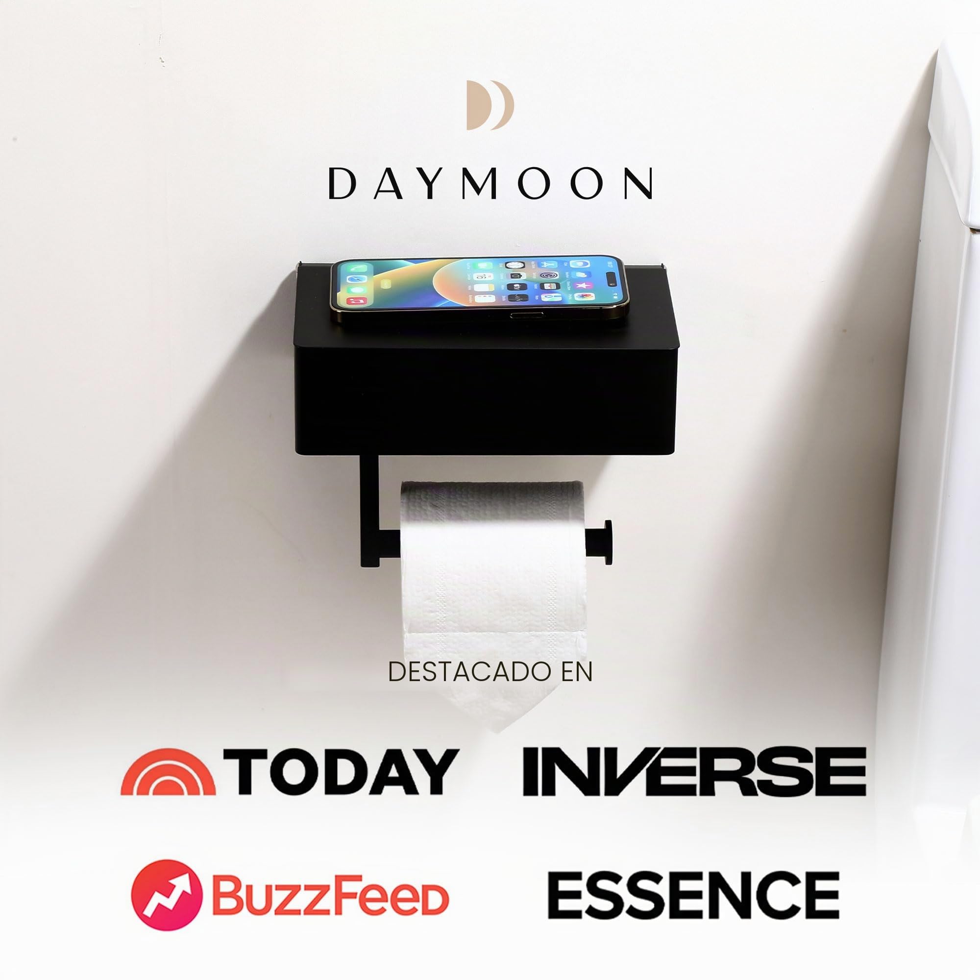 Day Moon Designs Soporte para Papel higiénico con Estante, dispensador de toallitas Desechables y Almacenamiento para Cualquier baño, Mantiene Tus toallitas húmedas Ocultas, Organizador de baño de