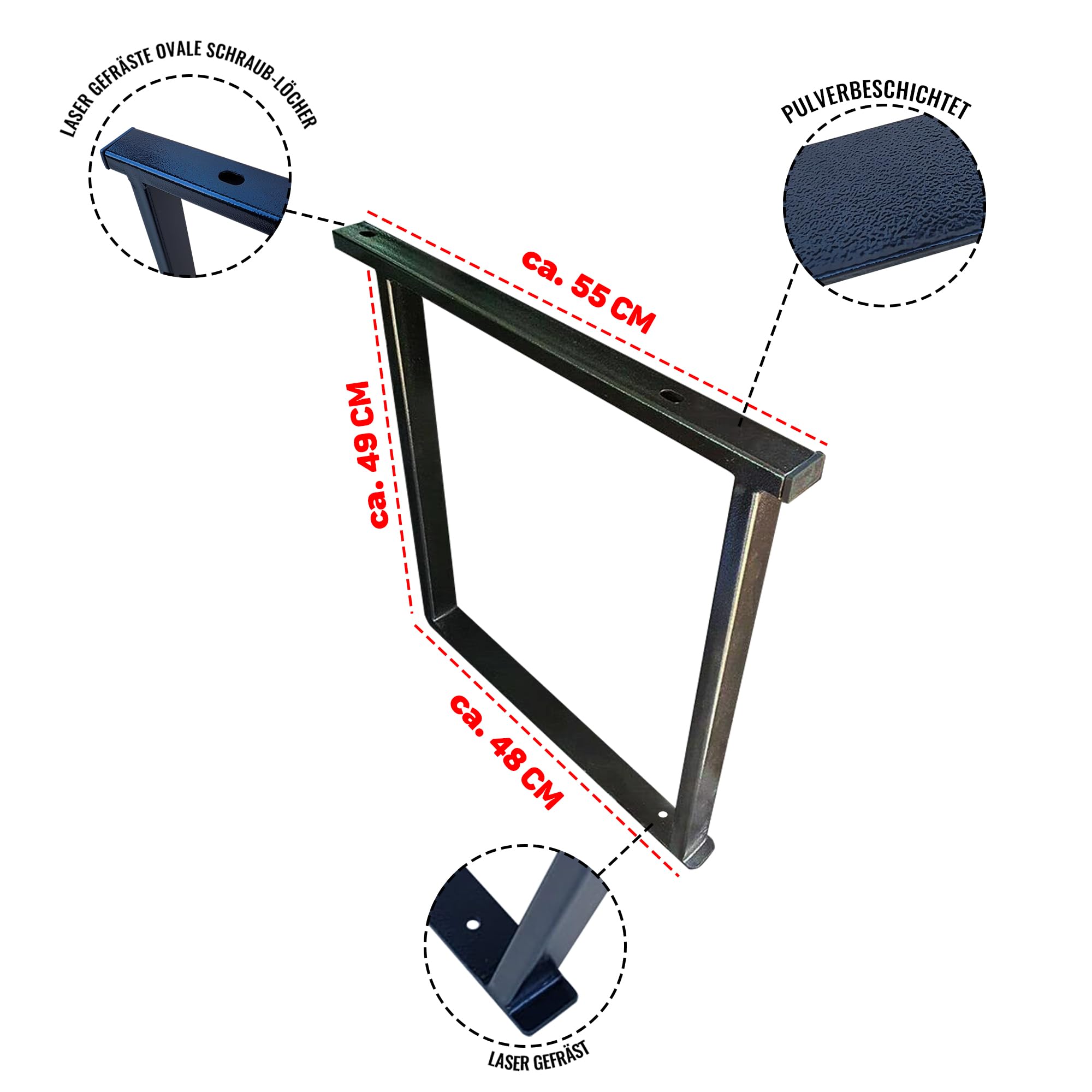 BREMER SITZBEZÜGE Pulverbeschichtete Multiflexboard Konsole kompatibel mit VW T5 T6 T6.1 Transporter Caravelle Schwarze Konsolen / T5 Zubehör / T6 Bettverlängerung/Höhe 51cm / 2 Stück in Schwarz TSP
