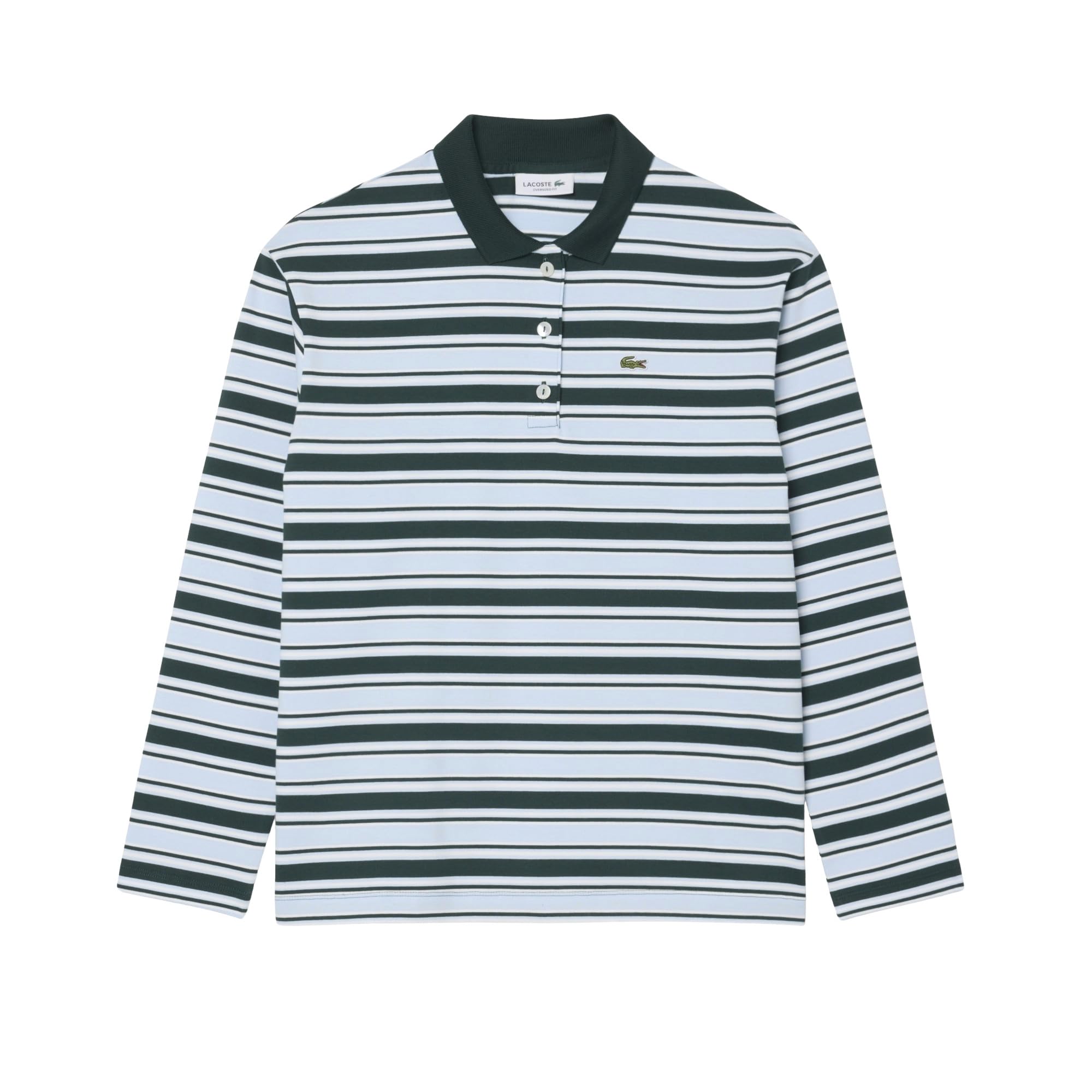 Oversized Striped Long Sleeved Polo Shirt
