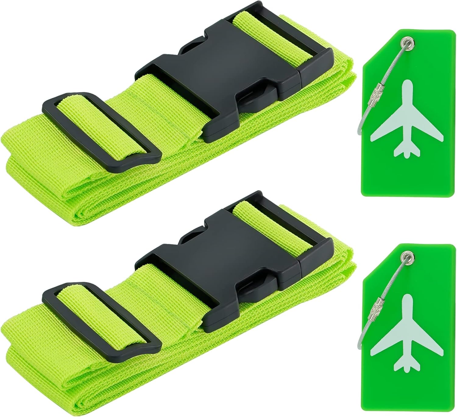 Luggage Straps Set,2 Pack Adjustable Suitcase Belts Silicone Luggage Tags Travel Suitcase Tags