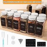 FoiiLiio Spice Jars, 24 x 120 ml – Glass Spice Jars, Spice Containers for Kitchen, Transparent Spice Jars – Including Labels, Brushes, Silicone Funnel – Silver Lid - 3