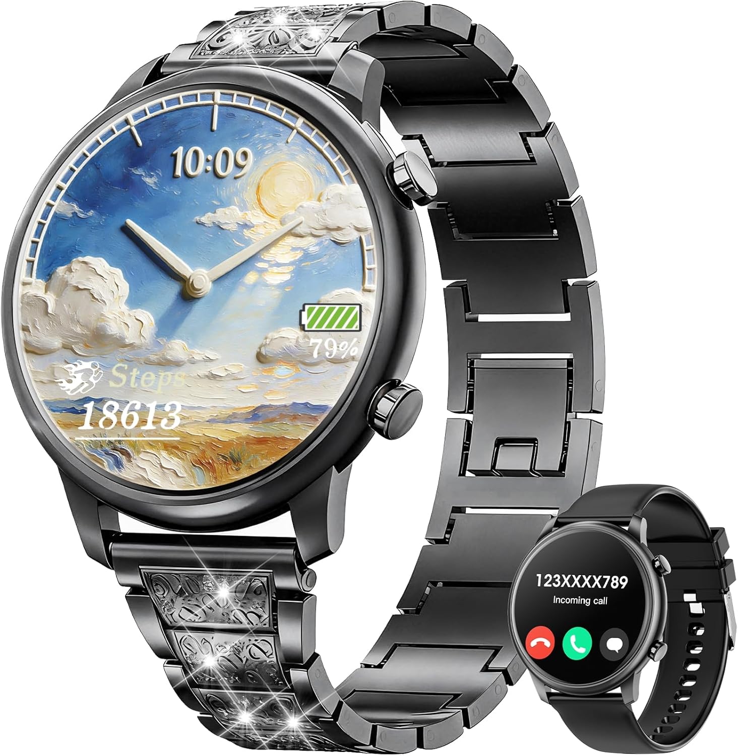 Hwagol Smart Watches for Women Android Phones iPhone Compatible(Bluetooth Call),1.39'' Round Fitness Tracker Heart Rate/Sleep Monitor,100+Sport Modes Pedometer