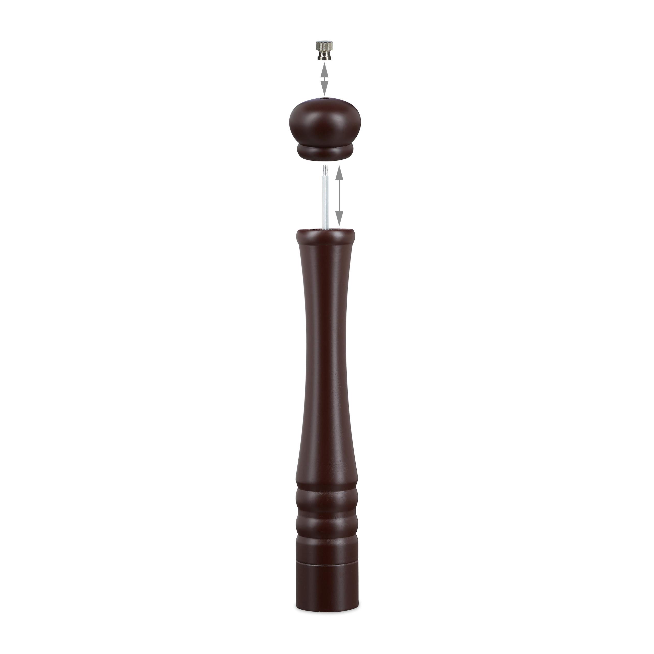 Lot de 2 moulins à poivre en bois, broyeur en céramique, grand design classique, moulin à épices, H x l x P : 40 x 6 x 6 cm, marron chocolat