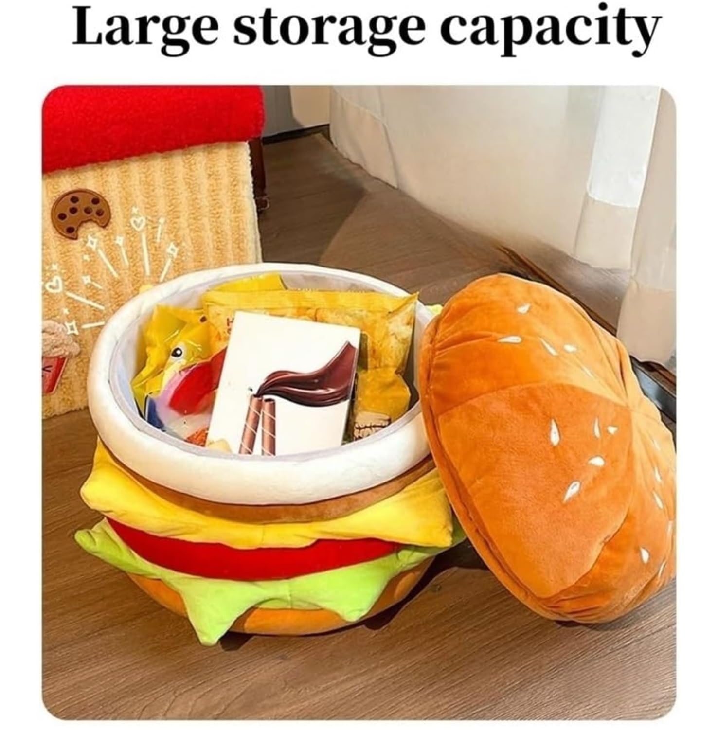Ottomana Salón Taburete con Forma De Hamburguesa Y Espacio For Guardar Zapatos En La Entrada del Dormitorio Asiento Extra