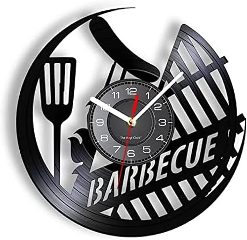 Reloj de pared de 12 pulgadas, diseño de salchicha para barbacoa, picnic, disco de vinilo, reloj de pared, letrero para parrilla, decoración del