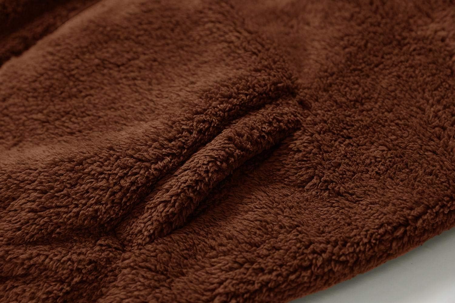 Runcati Mens Fuzzy Sherpa Jacket Cardigan Fleece Long Sleeve Full Zip Open Front Thermal Coat Fall Winter Outwear - Image 6