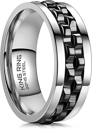 King Ring Anillos giratorios de engranajes de 0.315 pulgadas Anillos para ansiedad ultra pulidos para hombres y mujeres Diseñado en Estados Unidos