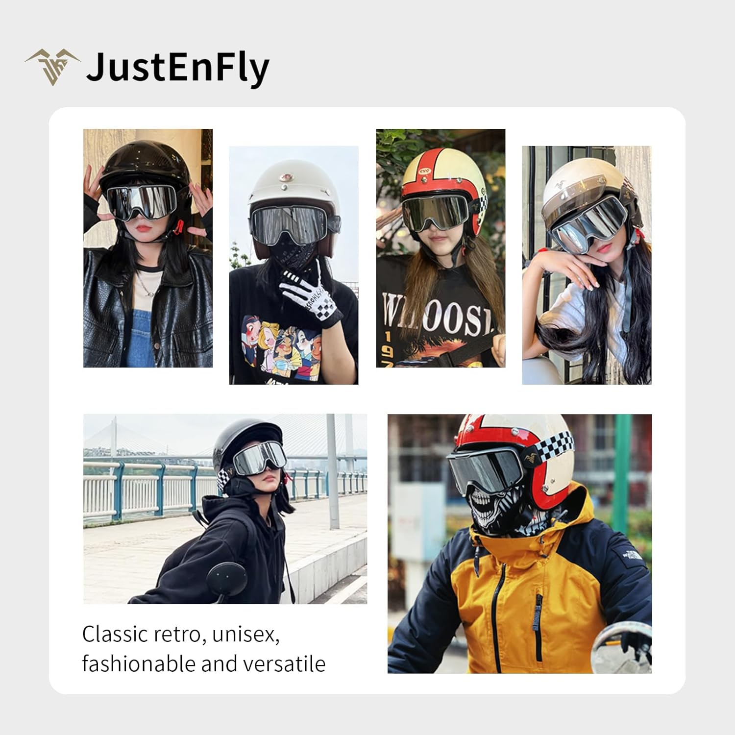 TUJOBA JustEnFly Adult Anti-Glare OTG ATV HD Motocross Goggles Compatible with Retro style helmets Classic Colored Lenses With Black and White Stripes image 7 of 8 B0CPXSTBW3