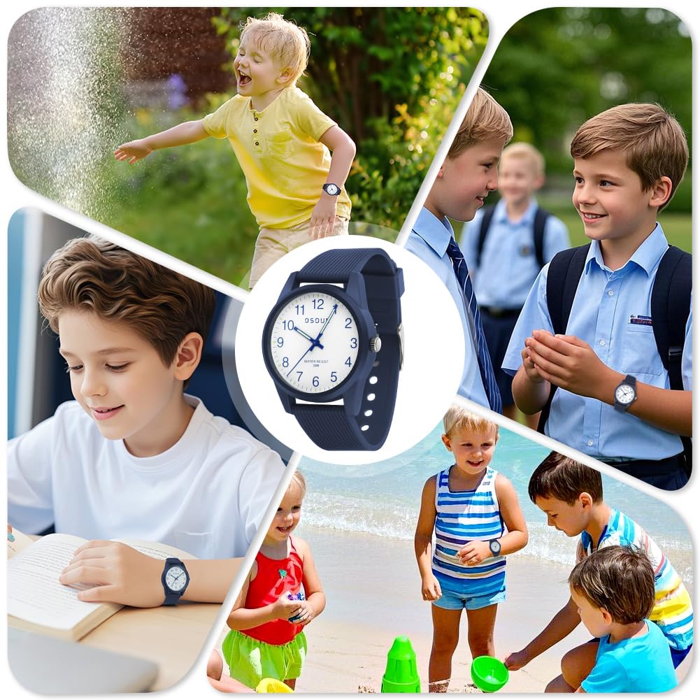OSDUE Reloj para NiñOs, 5ATM/50M Impermeable Fácil de Leer Relojes de Pulsera con Correa Suave, Reloj de Pulsera Analógico para Niños Niñas Regalo de CumpleañOs para 4-18 Años