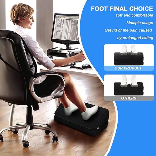 Miniatura 6 de TALSTILA Reposapiés para debajo del escritorio en el trabajo, accesorios de escritorio de oficina, taburete de pies, reposapiés ergonómico ajustable