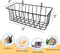 Vista 2 de Comedero de heno para conejos, 2 unidades, soporte de heno para conejillos de indias y animales pequeños, para conejo, jaula de chinchilla, reduce