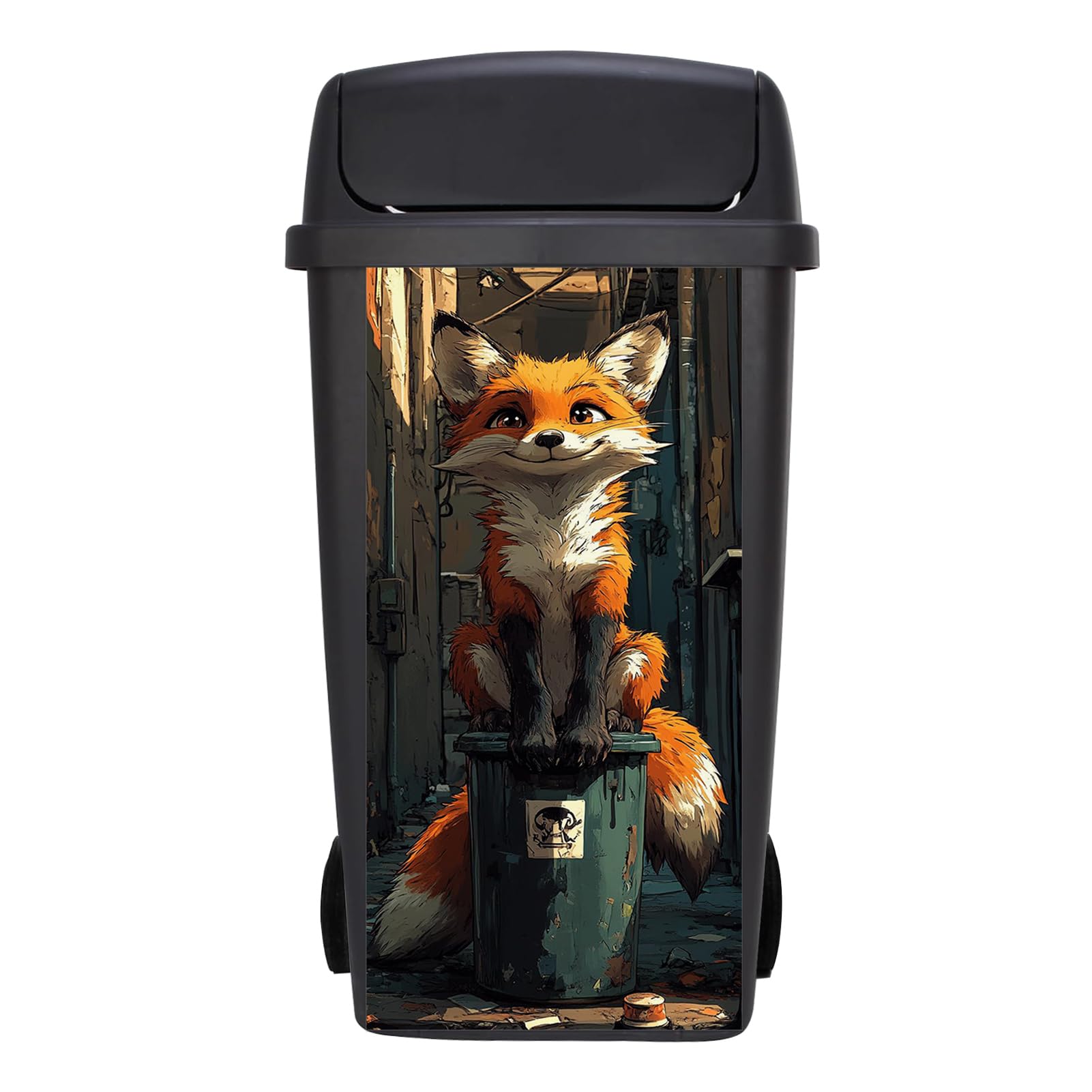 Targawerelax Wheelie Bin Stickers, Waterproof Wheelie Bins Covers Vinyl Self Adhesive Dustbin Stickers Trash Can Decorative Fridge Wrap Sticker Wall Home Decor, Cartoon Fox