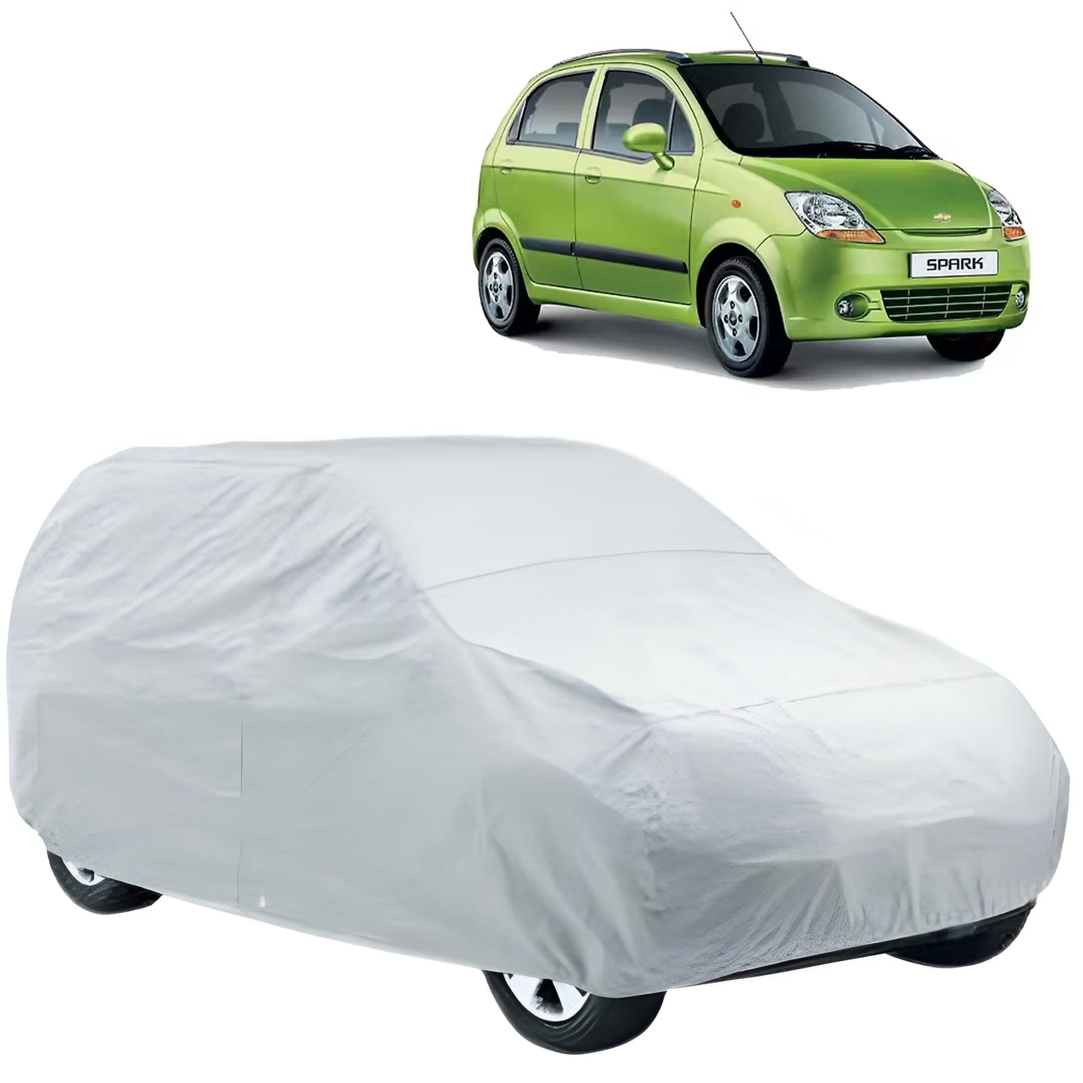 CARNEST Car Cover for Chevrolet Spark|Water Resistant Chevrolet Spark Car Body Cover with Triple Stitched Fully Elastic|Anti Dust,Durable, Heat Resistant, UV Proof Car Body Cover |Silver