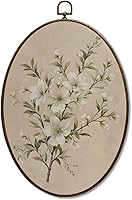 JQF Vintage Floral Oval Framed Wall Art - Cottagecore Retro Botanical Canvas Print, Rustic Flower Decor for Bedroom Living Room, 8.5x11.5 Inch