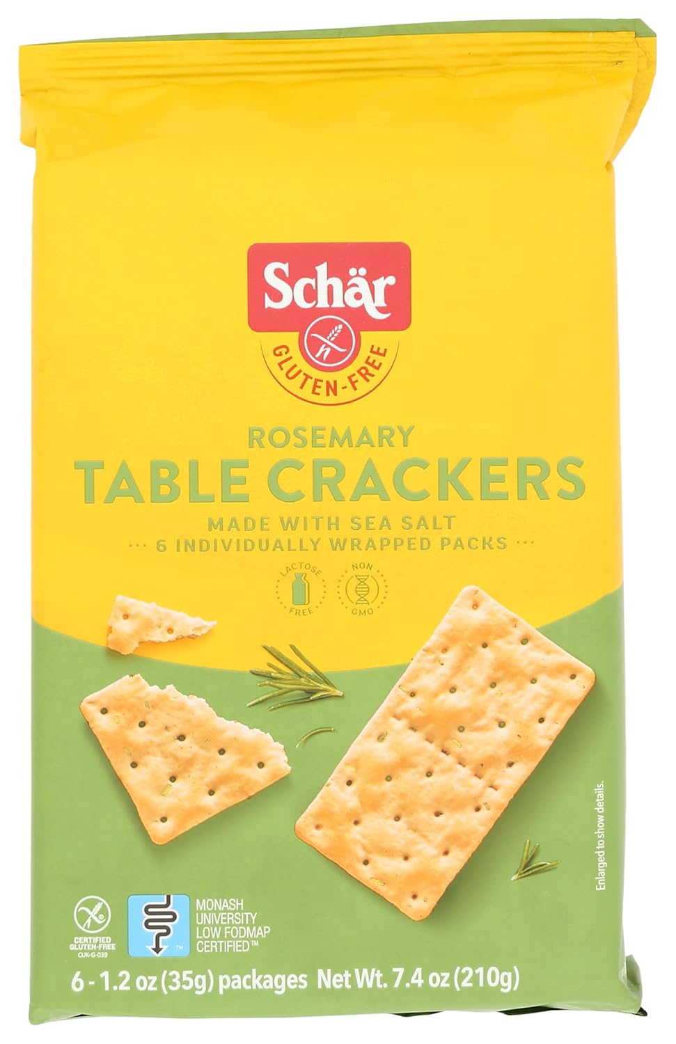 Schar Rosemary Table Crackers, Gluten Free & Non-GMO, 7.4 Ounce (Pack of 5)