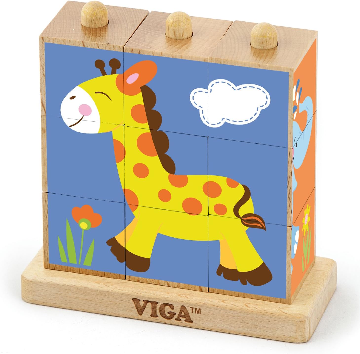Toys - 50834 - Stacking cube puzzle - wild animals - 9pcs.