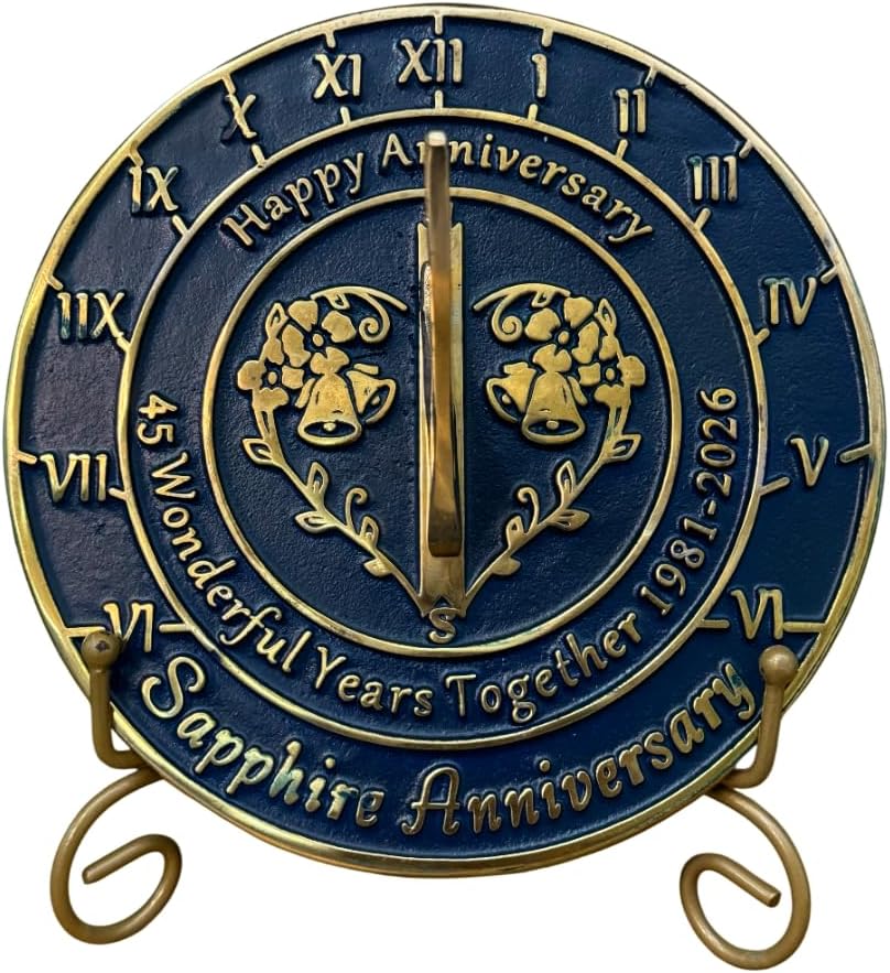 NauticalMart Anniversary Sundial Gift for 45th Sapphire Wedding Anniversary in 2026 Home Decor Or Garden Present Idea - Handmade Gifts for Him, Her Parents Or Couples 45 Year Celebration