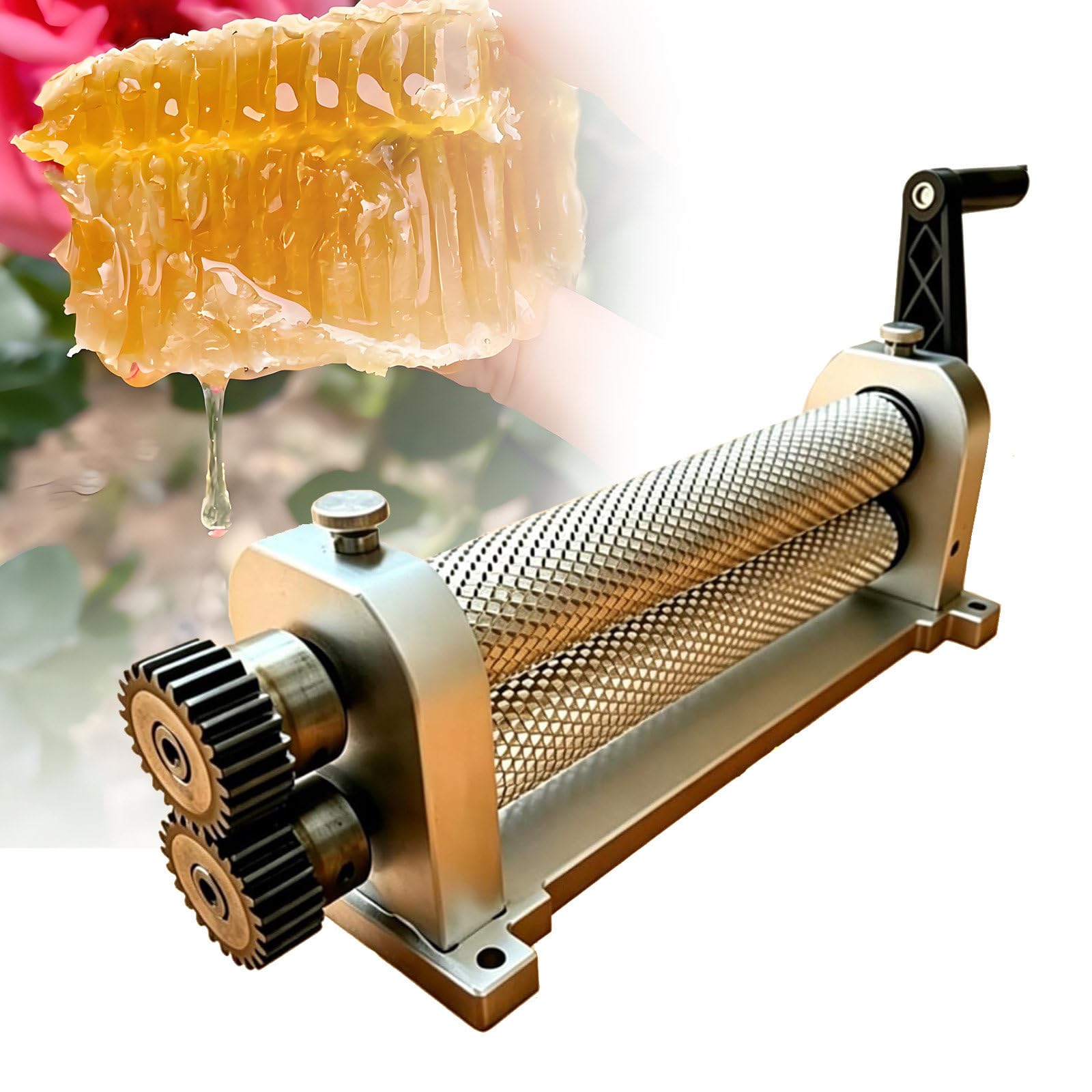 GIZMIT Honeycombs Printing Stamper, Manual Beeswax Comb Foundation Roller Mill Machine 50x280mm Bee Wax Rollers Stamper Printing Machine of Honeycombs/Stamper Printing Machine Cell Size 4.9mm