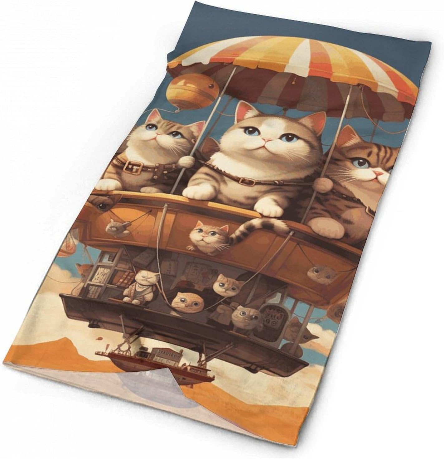 Hot Air Balloon And Cat UV Protection Bandana Neck Gaiter Face Mask