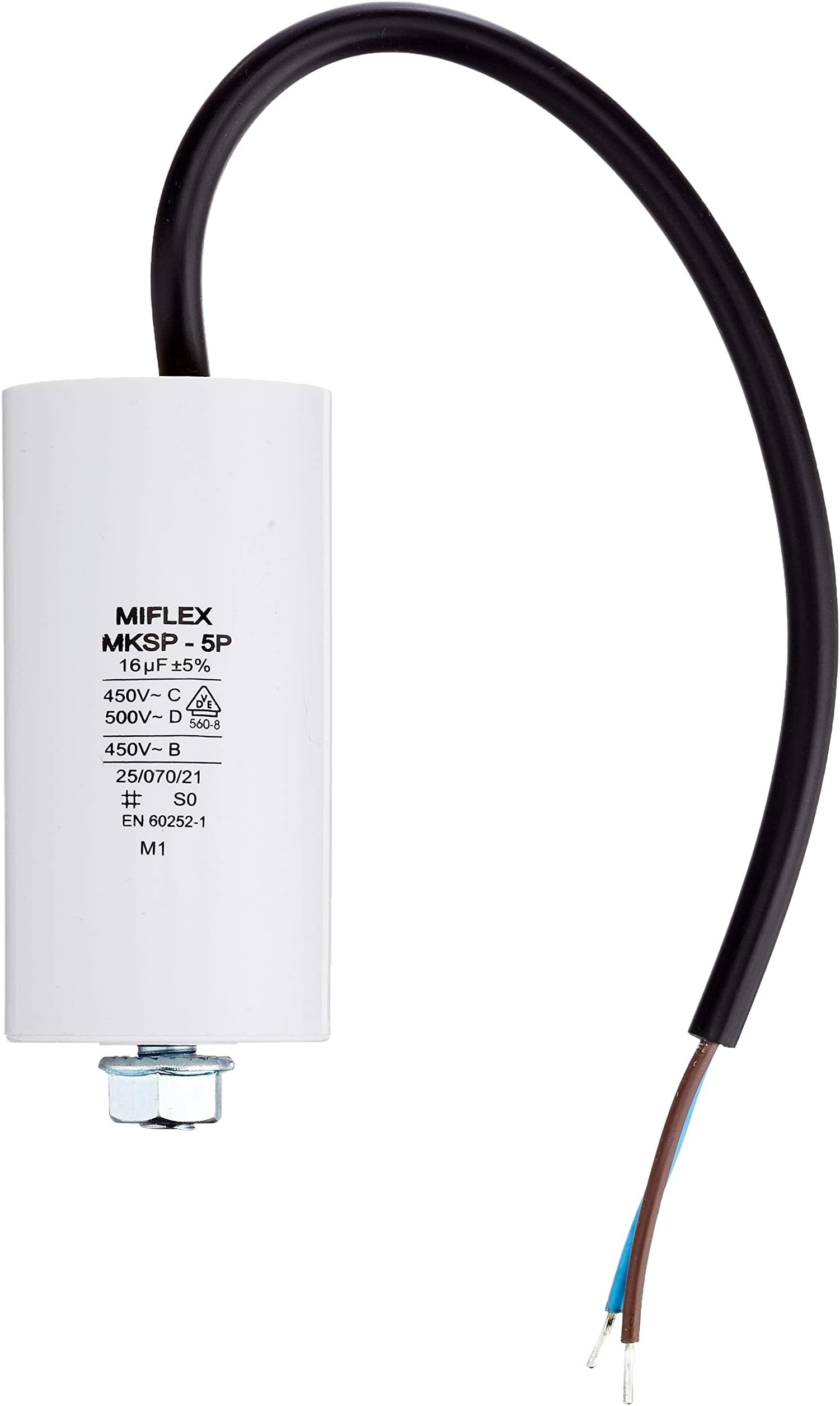 Miflex 312491Start-up capacitor motor capacitor 16μF 450V 40x78mm line ; 16uF, grey