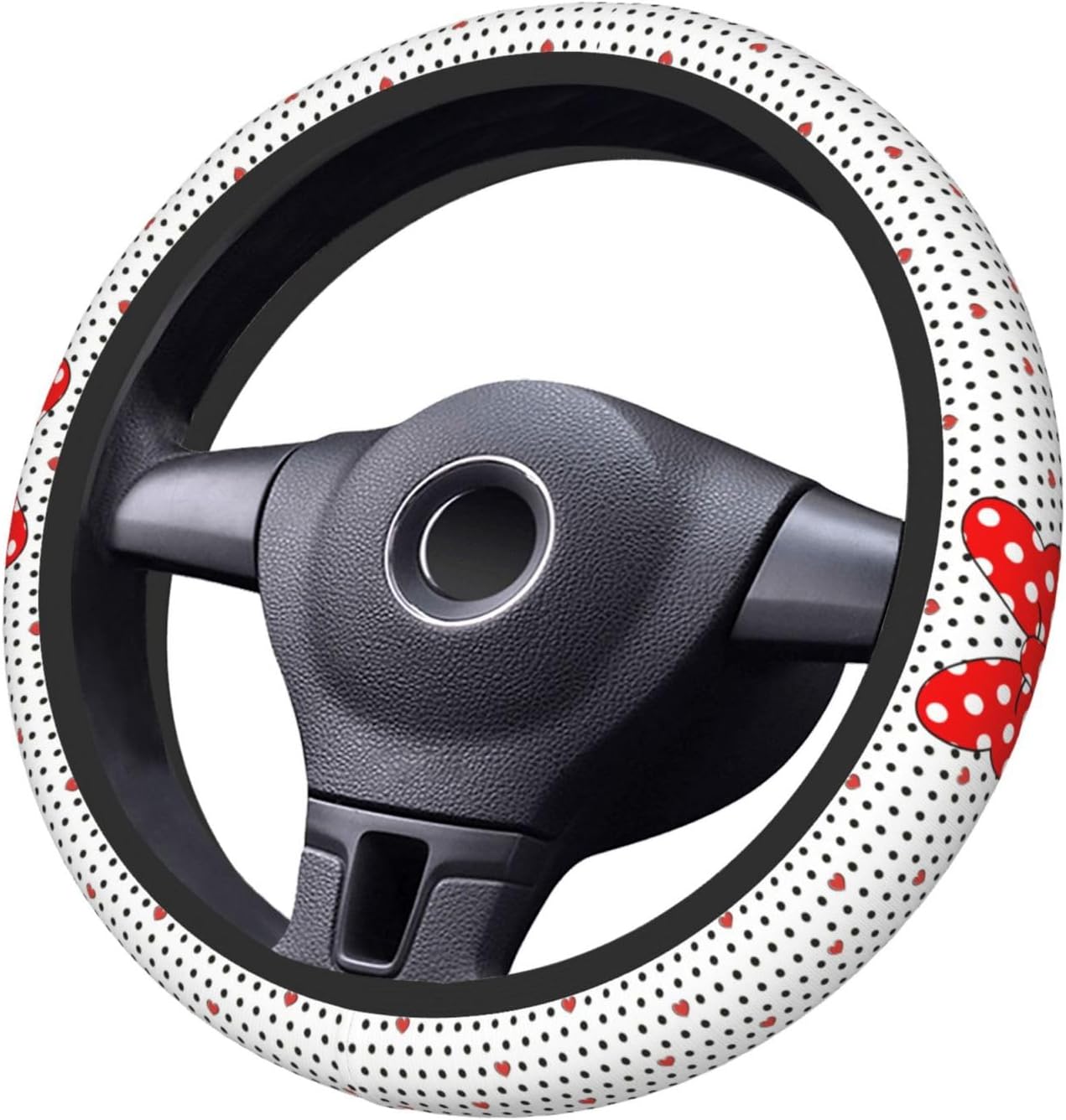 Cute Polka Dot Steering Wheel Covers Non Slip Neoprene Steering Wheel Protector Universal 15 inch for Women Men