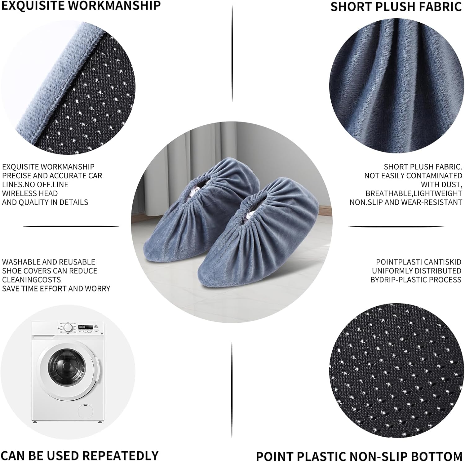 10 Pairs Shoe Covers, Soft Thickened Boot Shoe Covers, Non Slip Shoe Covers Reusable, Durable Washable Shoe Covers for Indoors Home Office - Image 2