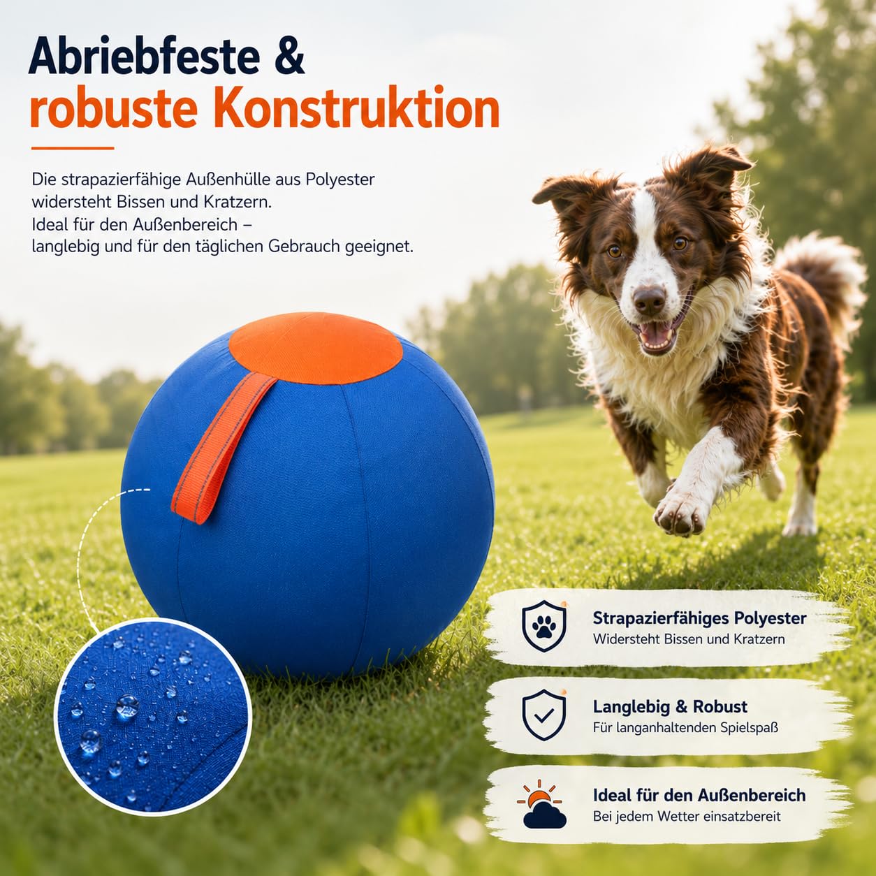 DZ'HUE Lentiva Norden Treibball– Aufblasbarer Herding Ball für mittlere & große Rassen, Kau- und kratzfester Hüteball mit Handschlaufe, Riesen Hundeball für Outdoor Training (Farbmuster,M-55cm)