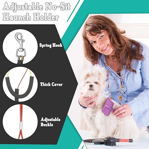 Miniatura 3 de Juego de 3 correas para el vientre para aseo de perros, arnés ajustable para mesa de brazo para perros grandes, baño de mascotas, soporte para
