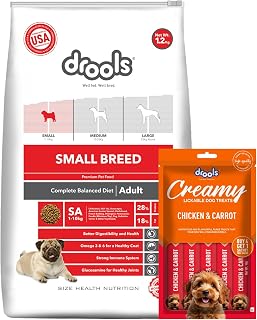 Drools Small Breed Adult Premium Dog Food 1.2kg with 75g Creamy Treat | Chicken Flavour | Tailored Nutrition for Small Dog... Price In India