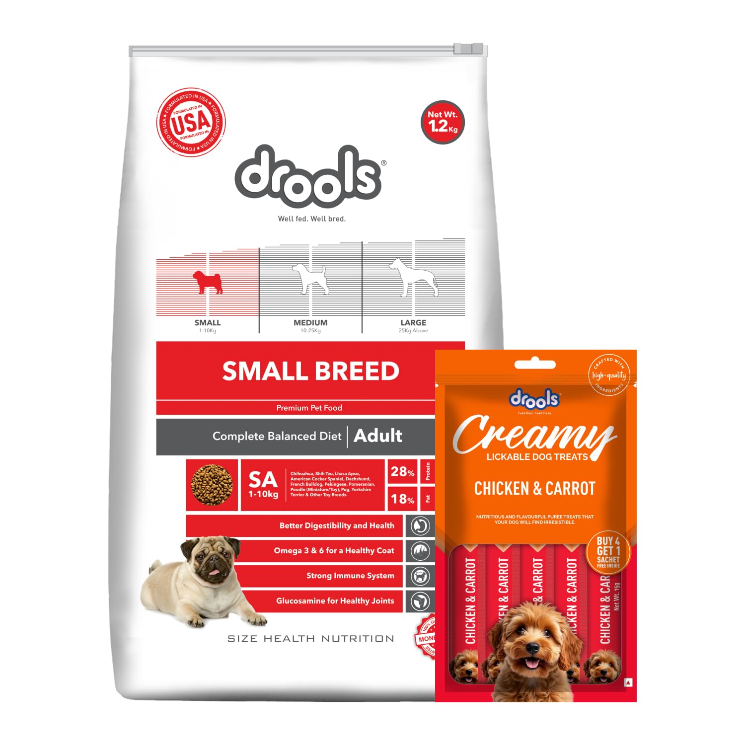 Drools Small Breed Adult Premium Dog Food 1.2kg with 75g Creamy Treat | Chicken Flavour | Tailored Nutrition for Small Dog... - Review, Price and Buying Guide