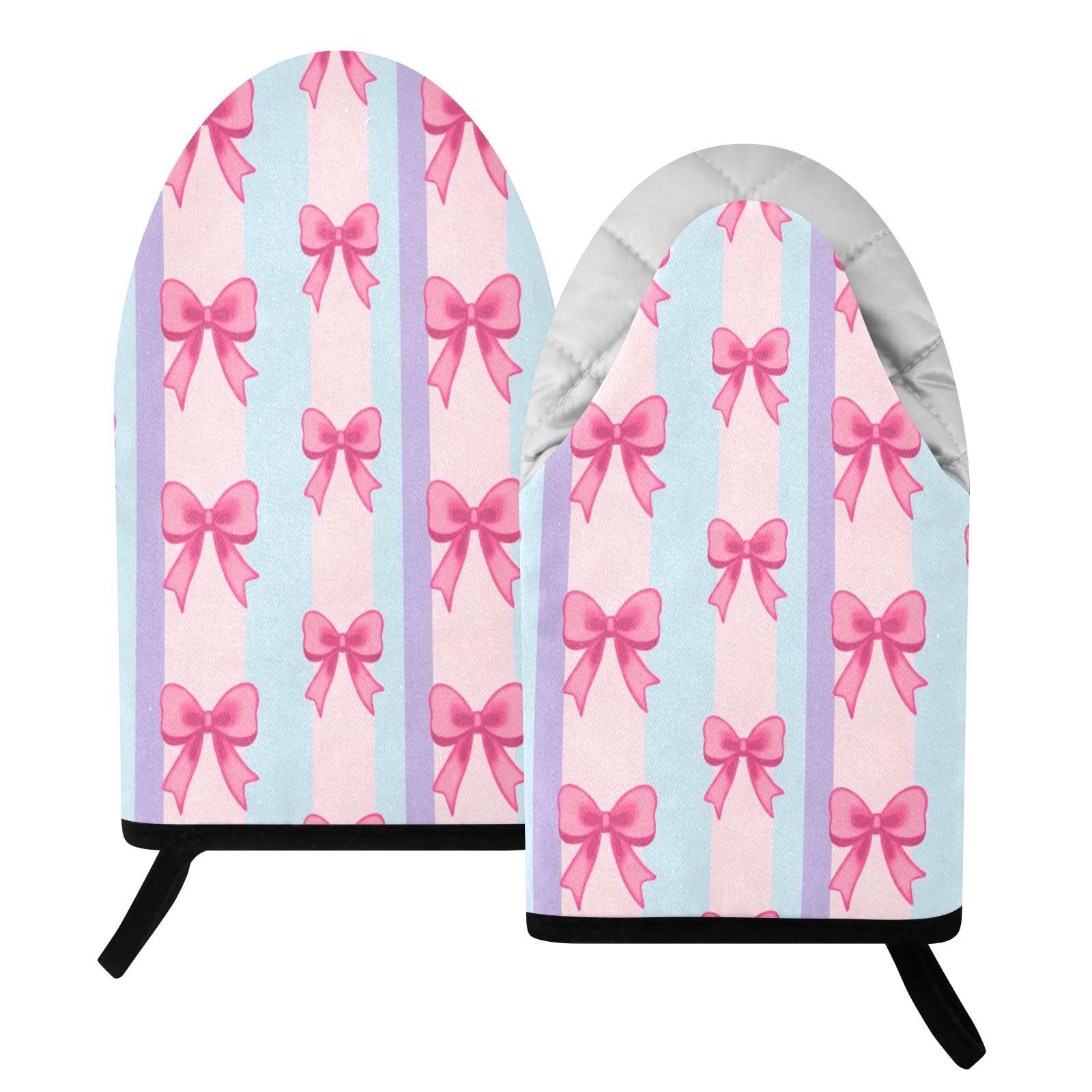 BURSTDDY Bow Oven Mitt,Heat Resistant Kitchen Mitts for Cooking