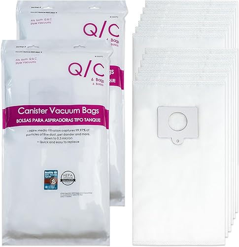 Paquete de 12 bolsas de vacío de repuesto tipo QC HEPA compatibles con Kenmore 600 400 200 700 800 Series 81615 81214 81414 81714 21814 BC3005