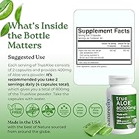 Vista 7 de NatureCity True-Aloe 80,000 mg equivalente de gel de aloe vera por porción, fabricado con aloe vera orgánico (360 cápsulas) soporte digestivo, piel