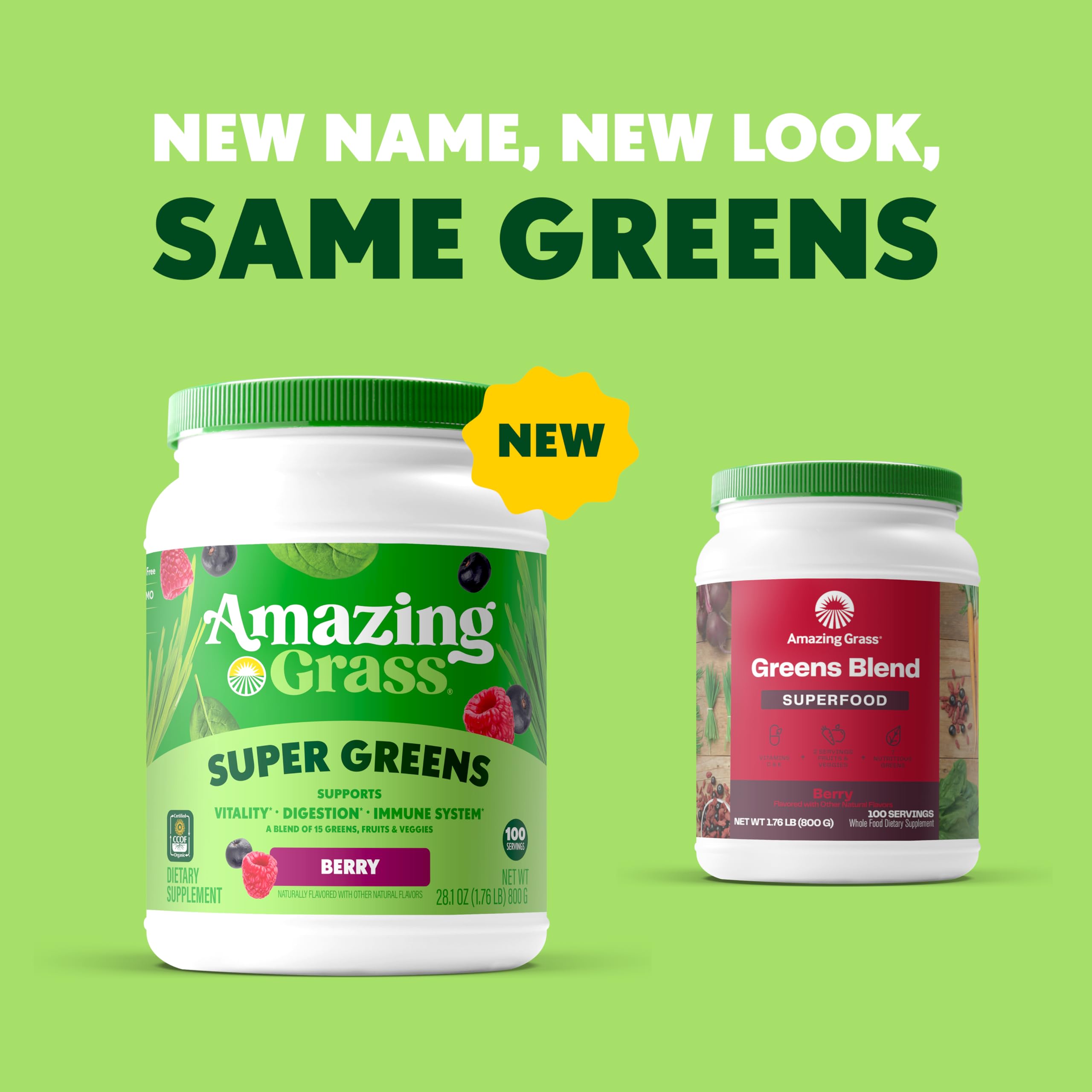 Amazing Grass Super Greens Powder, Organic, Berry, 100 Servings — Amazon image 2