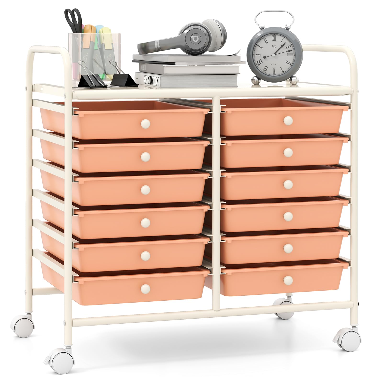 12-Der Rollwagen – Mehrzweck-Trolley mit feststellbaren Rädern für Zuhause, Büro, Make-up, Beau Salon, Bastelbedarf