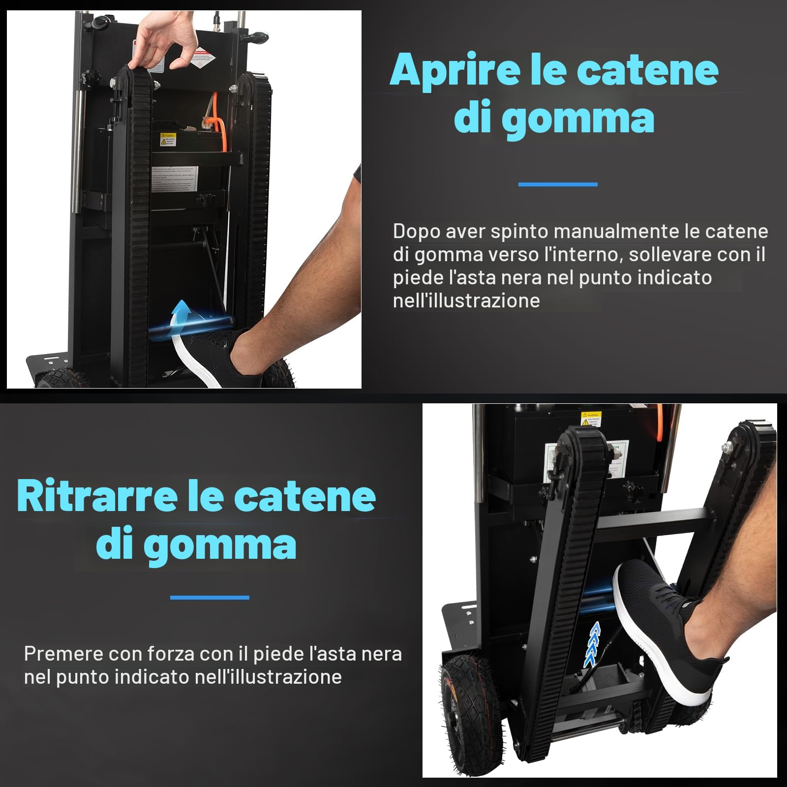 Afitdon Carrello elettrico da 1250 W, con capacità di carico di 408 kg, per scale e discese, con corda di sicurezza e pompa ad aria, per il trasporto di mobili 4D2