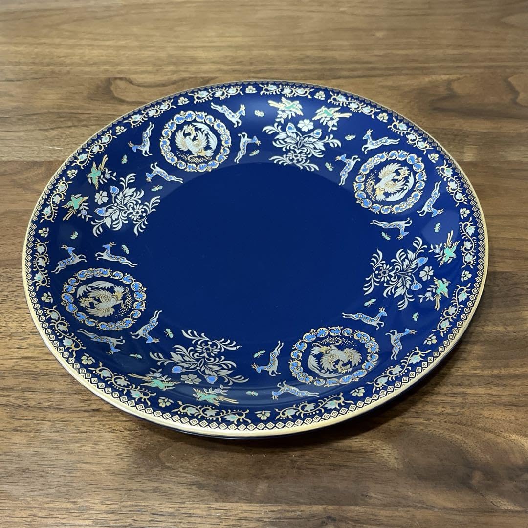 Amazon.co.jp: 鹿窯 深藍譜 大皿プレート KA500-16 鹿鳳凰飾り皿