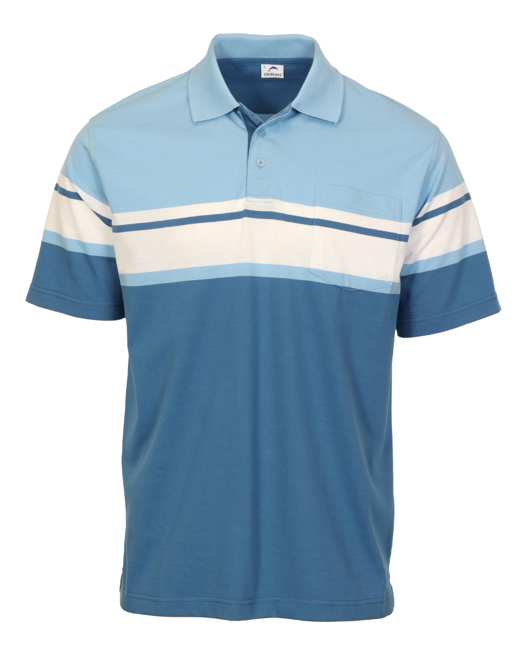 Gioberti Mens Multiple Stripe Polo Shirt with Pocket