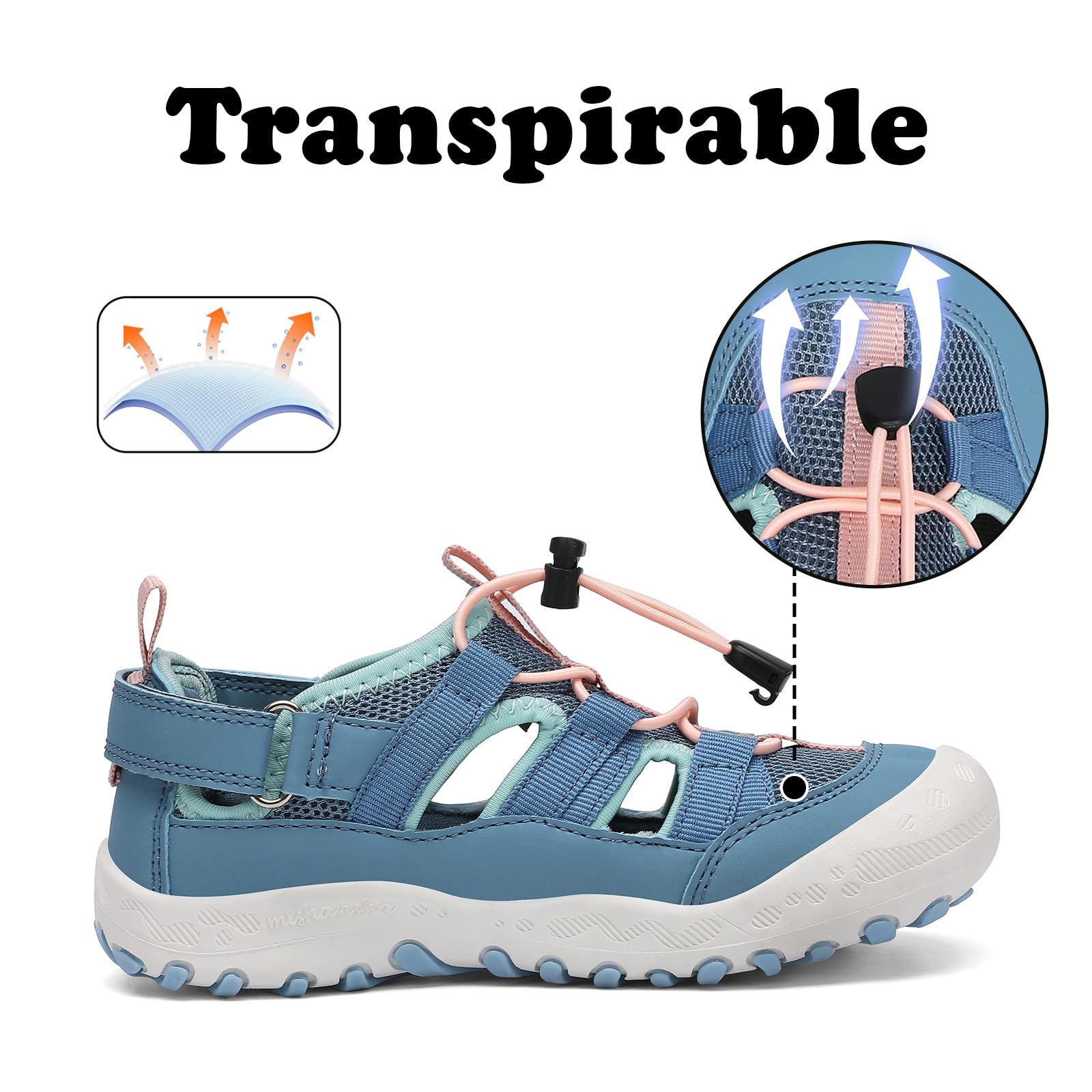 Mishansha Niños Sandalias Cerradas Trekking Verano Zapatos al Aire Libre Transpirable 24-38 EU