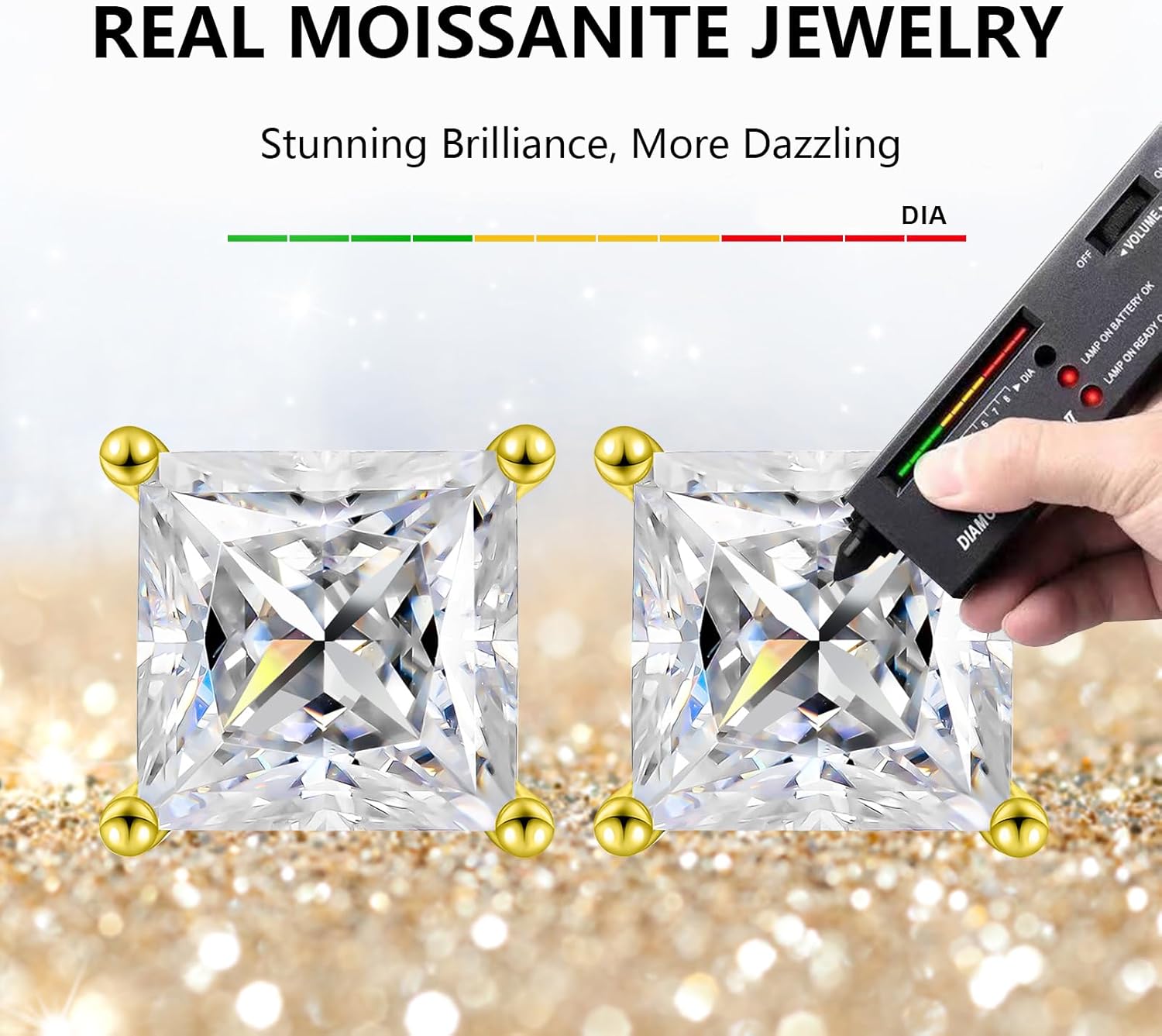 BREN Moissanite Earrings - 0.6ct-4ct D Color Lab Created Imitation Diamond Earrings Studs Handmade 925 Sterling Silver Earrings Solitaire Moissanite Stud Earrings for Women Christmas Gifts - Image 3