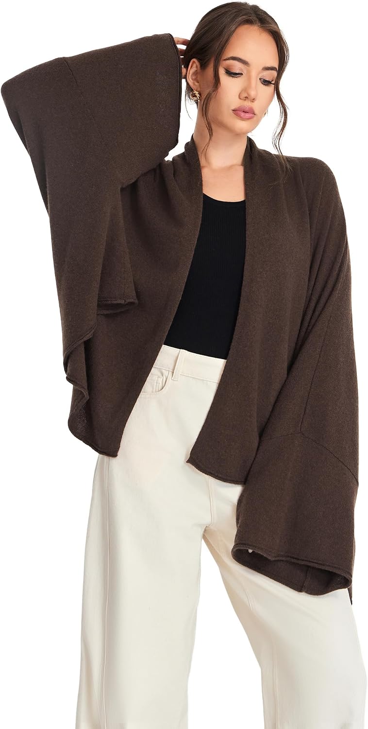 Open Front Cardigan for Women - Shawl Collar Cape Sweater Wrap