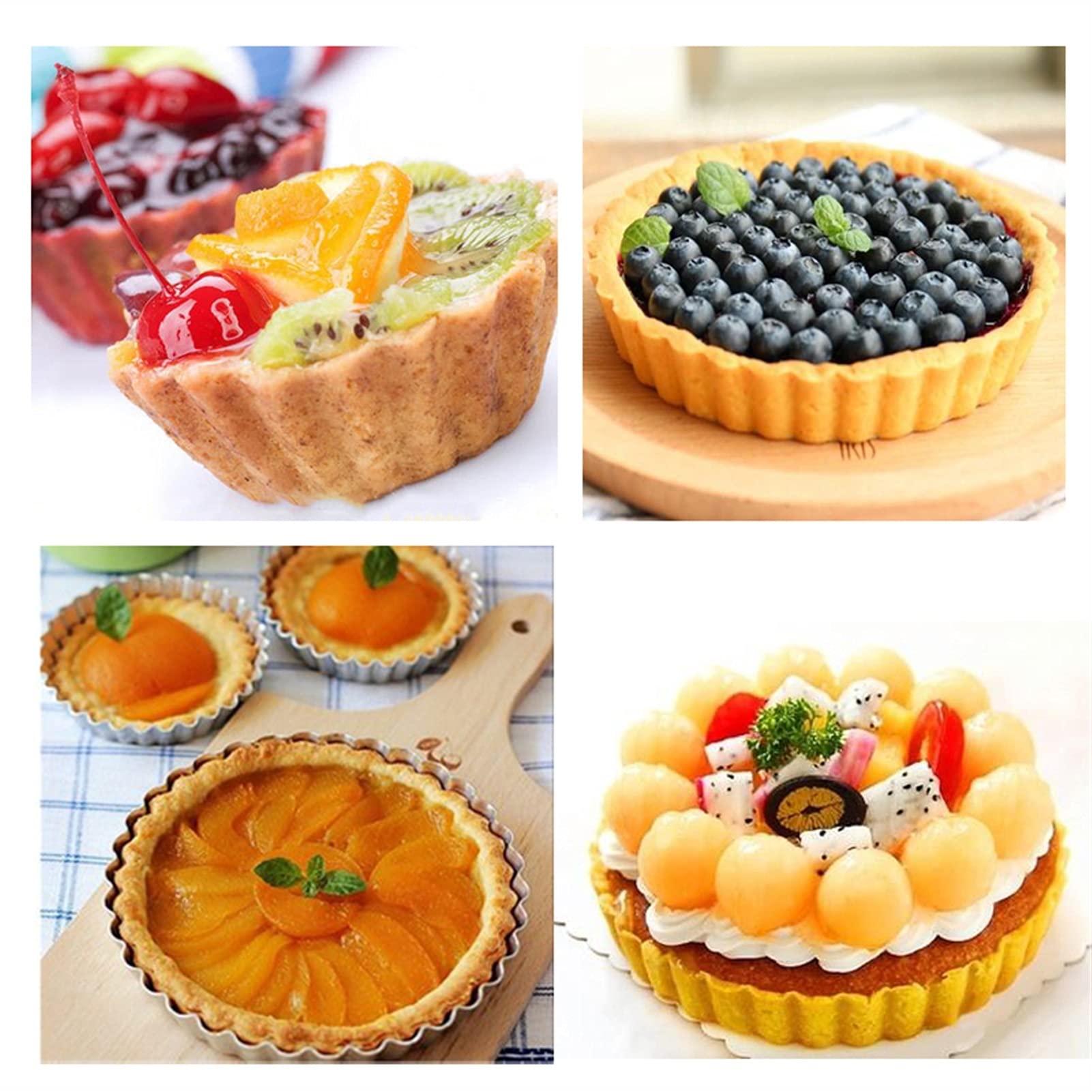 patelnia， Nieprzywierająca tarta Quiche Flan Pan Formy Ciasto Ciasto Pizza Wyjmowane Luźne dno Okrągły Krem Chlebowy Kremówka Deser Naczynia do pieczenia