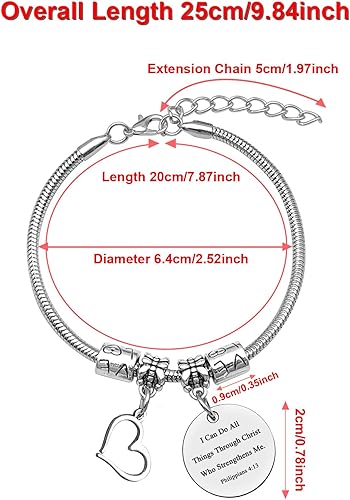 Miniatura 6 de DlaeKua Pulsera inspiradora con versículo bíblico para mujeres y hombres, filipenses 413, regalos religiosos cristianos, regalo de Navidad, regalos