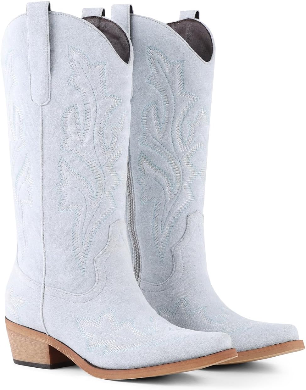 Cowboy Boots for Women Light-Pink Western Cowgirl Boot Pink Comfortable Chunky Heel Wide Calf and Pointed Toe Tall Boot Cute Concert Outfit