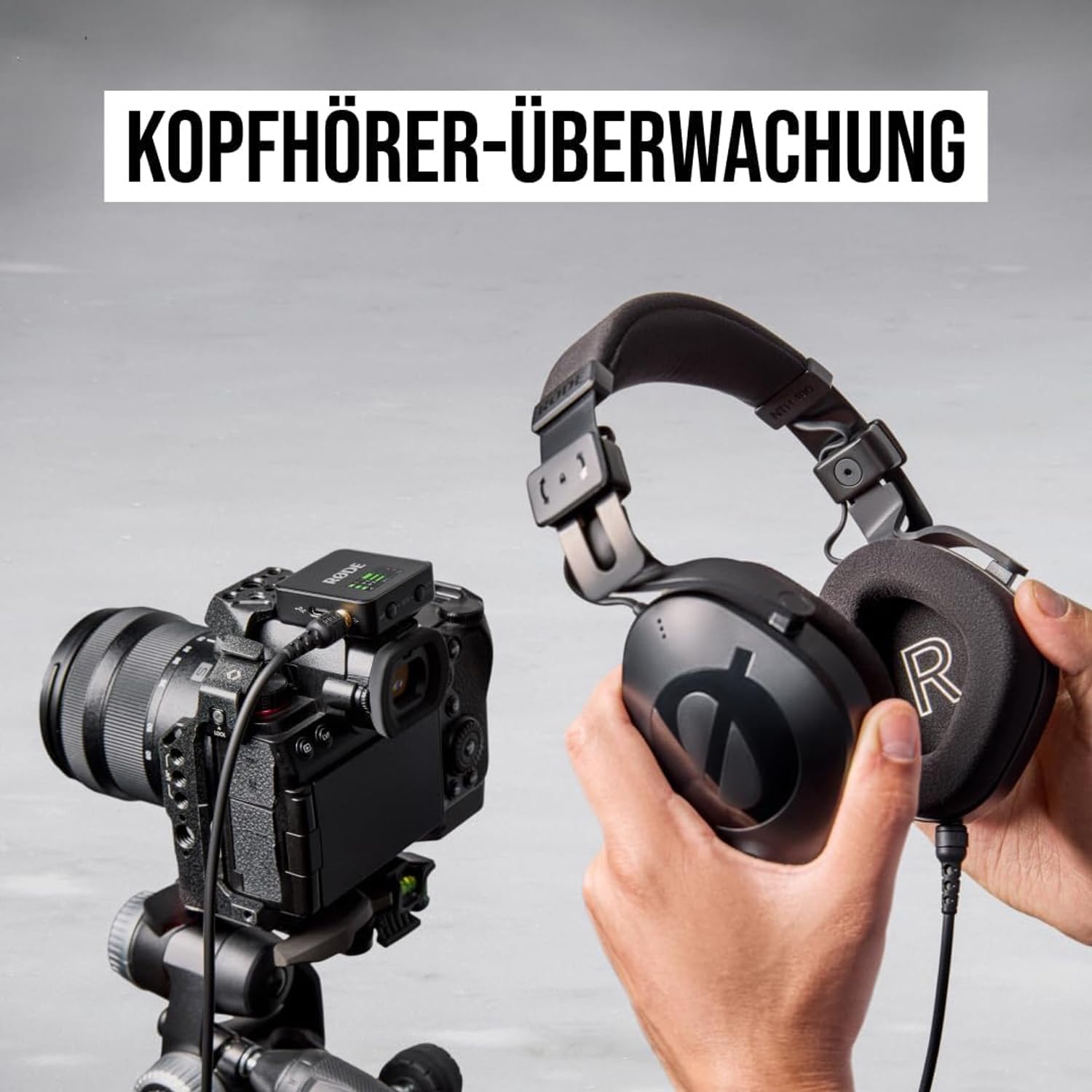 Rode Wireless GO Gen 3 bezprzewodowy 2-kanałowy system radiowy z mikrofonem Stone szary z adapterem ręcznym Interview GO i keepdrum, futrzana ochrona przed wiatrem BK