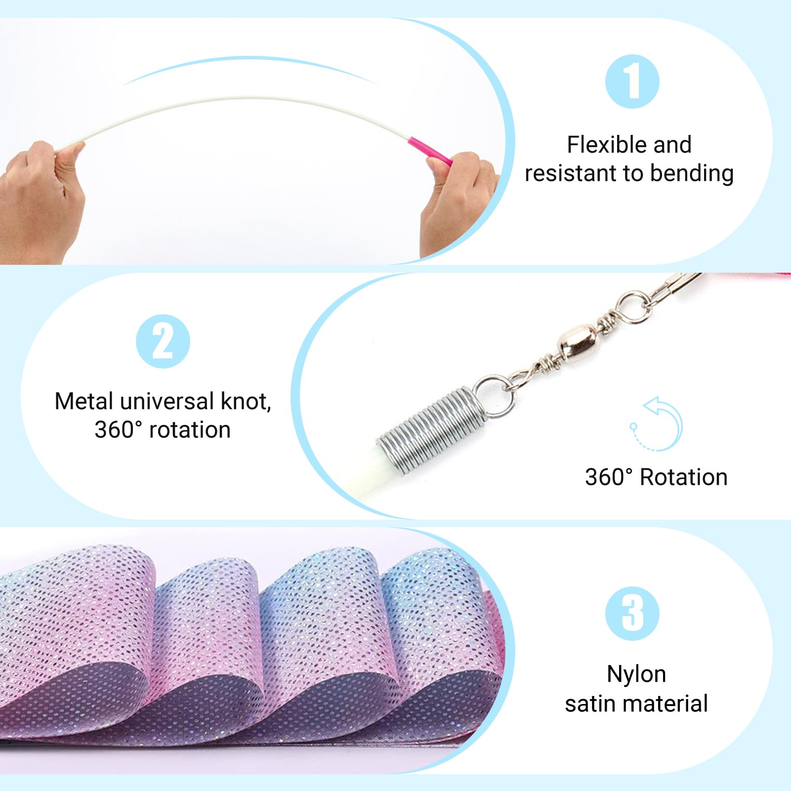 JINSIHU 2 Piezas Cintas de Baile, 4M Cintas de Danza Cinta de Gimnasia Cinta Gimnasia Rítmica Niña Cintas de Ballet para Gimnasia de Baile Artístico Ballet Espectáculos de Carnaval de Circo Bastón - 4