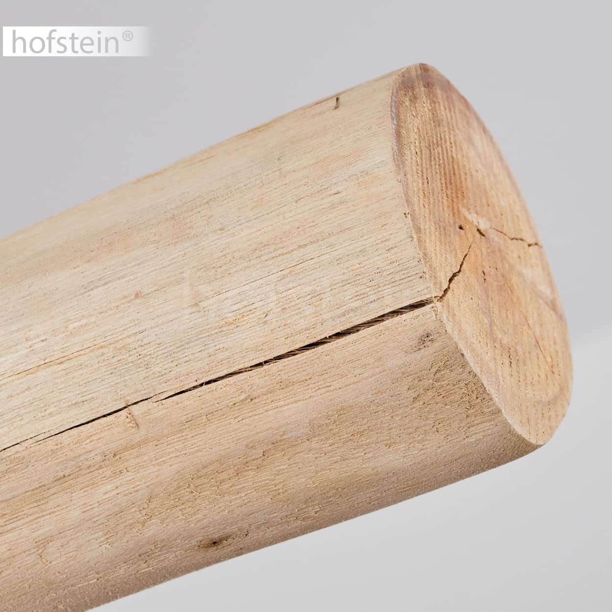HOFSTEIN Pendelleuchte Bacabal, Hängelampe aus Metall/Holz in Schwarz/Naturfarben, höhenverstellbare Hängeleuchte mit Holzstab, Schirme in Gitter-Optik, 3-flammig, 3 x E27, Esszimmer, Küche