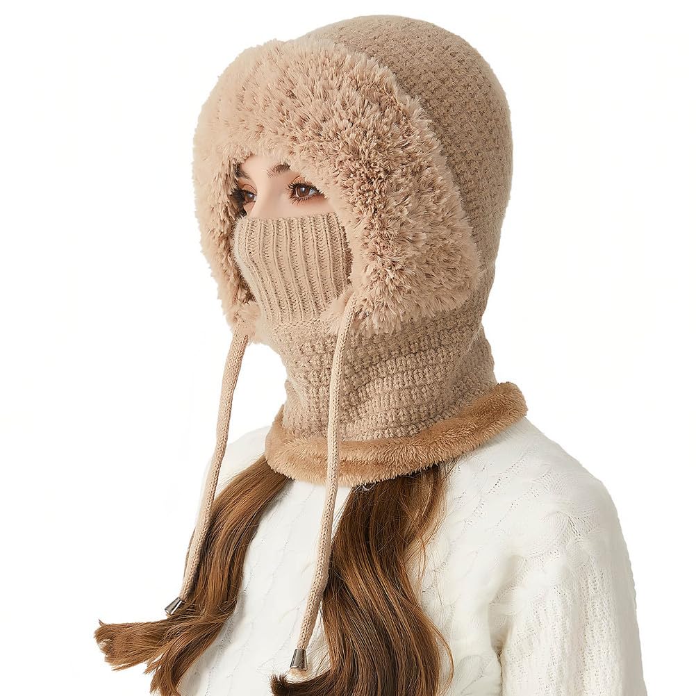 Écharpe tricotée et bonnet d'hiver 3 en 1 pour stopper le froid et le vent