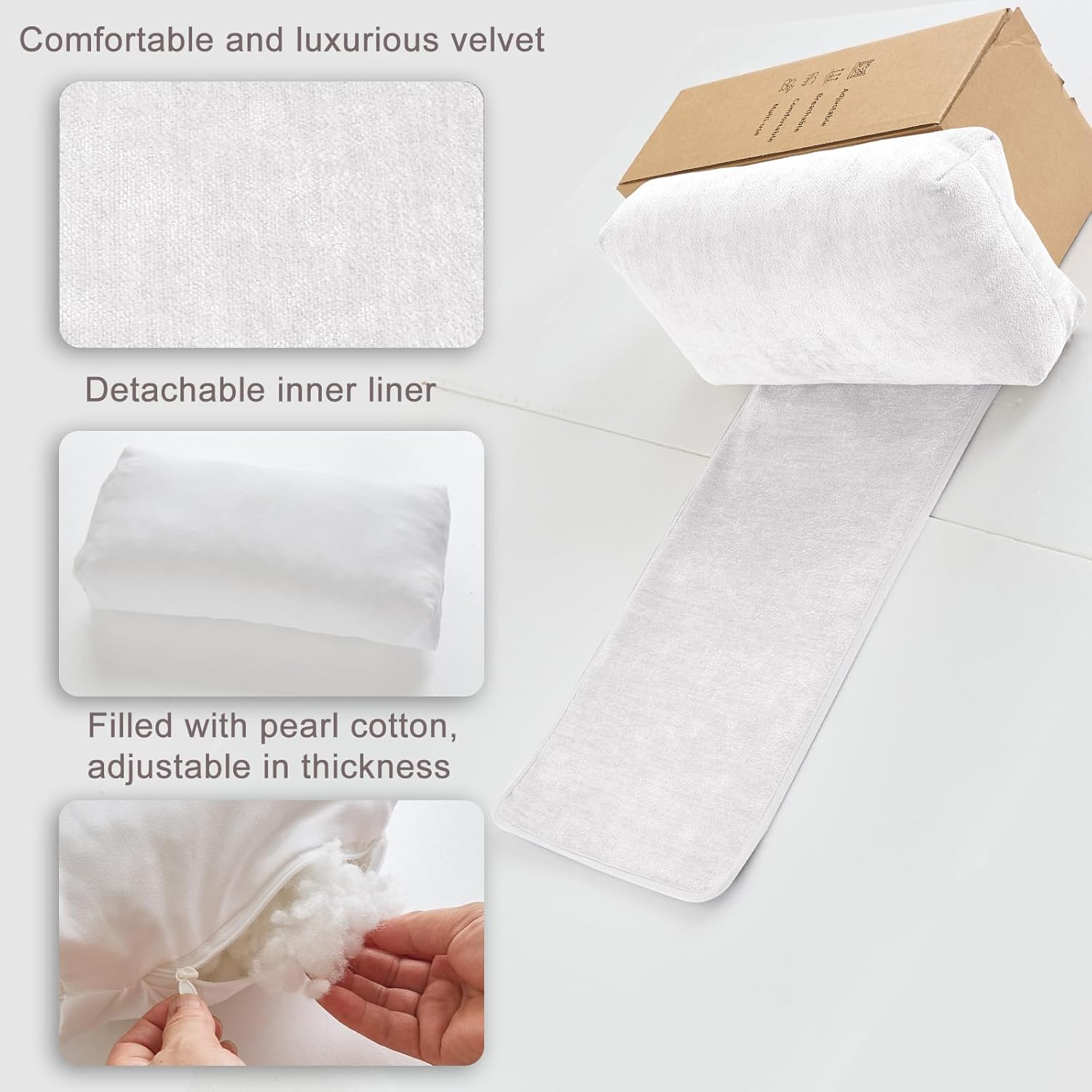Chenille Neck Pillow for Sofa - Adjustable Headrest, Non-Slip Neck Support Cushion for Pain Relief, Comfortable Chair Pillow, Beige